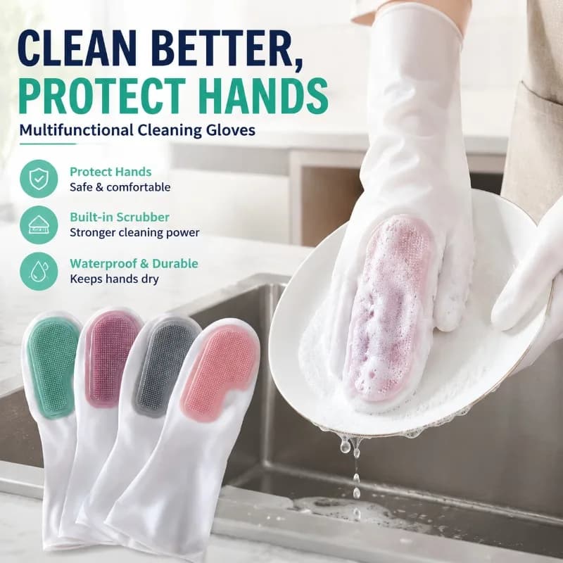 Guanti in lattice multiuso per lavori domestici, impermeabili, protettivi, per cucina, lavaggio, bucato, pulizia domestica, elastici e resistenti