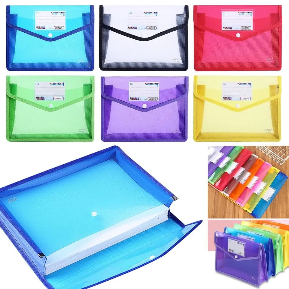 Cartelle di file in plastica A4 Cartella per buste per documenti da ufficio di grande capacità