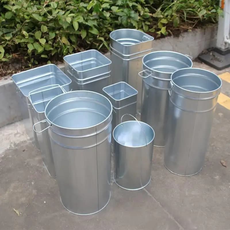 Contenitore per rifiuti da esterno con rivestimento interno, per peli di frutta, in lamiera di acciaio inossidabile, barile di stoccaggio rotondo, in lamiera zincata, cestino quadrato