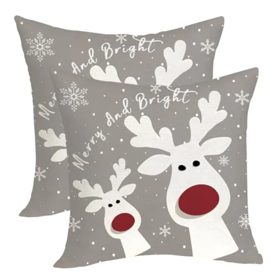 Pillow Covers 18x18 Pack of 2 Gray White Snowflake Decorative Throw Pillow Covers Winter Holiday Decorative Pillowcase Farmhous