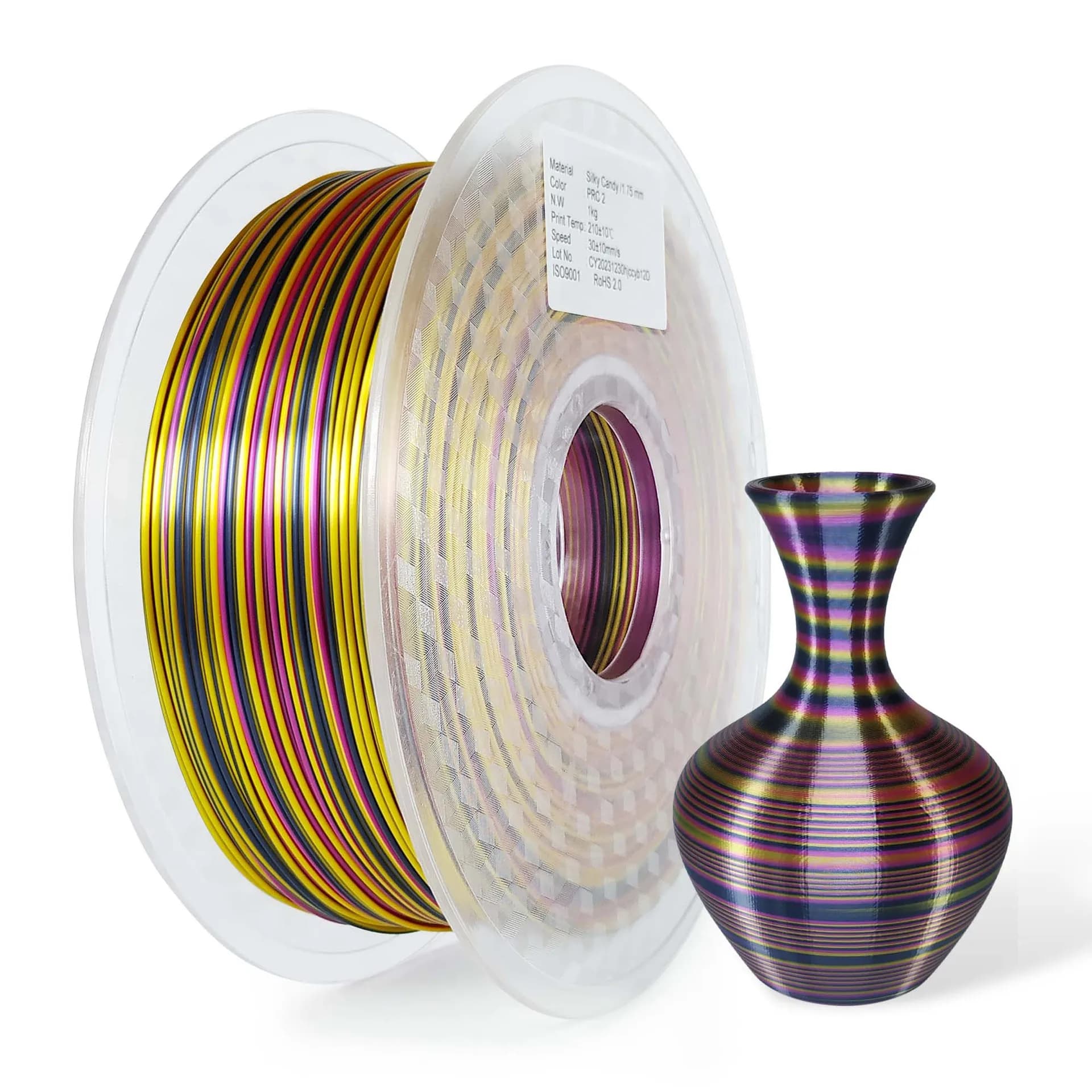 3D Printing Filament Rainbow Silk Effect Candy with Fast Gradient and Motive Braided 1.75mm 1kg 3D Printing Material PLA Consumable for 3D Printing