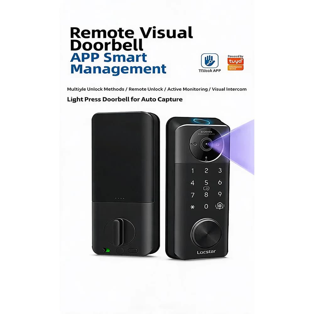 Face Recognition Unlock Tuya Smart Fingerprint Door Lock Digital Electronic Lock with Password/Key/IC Card/ Smartlife/ Unlock