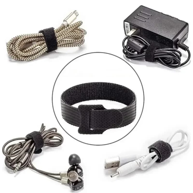 Organizzatore di Cavi Riutilizzabile per Cavi di Ricarica, Fascette Adesive con Gancio e Anello per Cuffie ed Ethernet, Lunghezza Regolabile