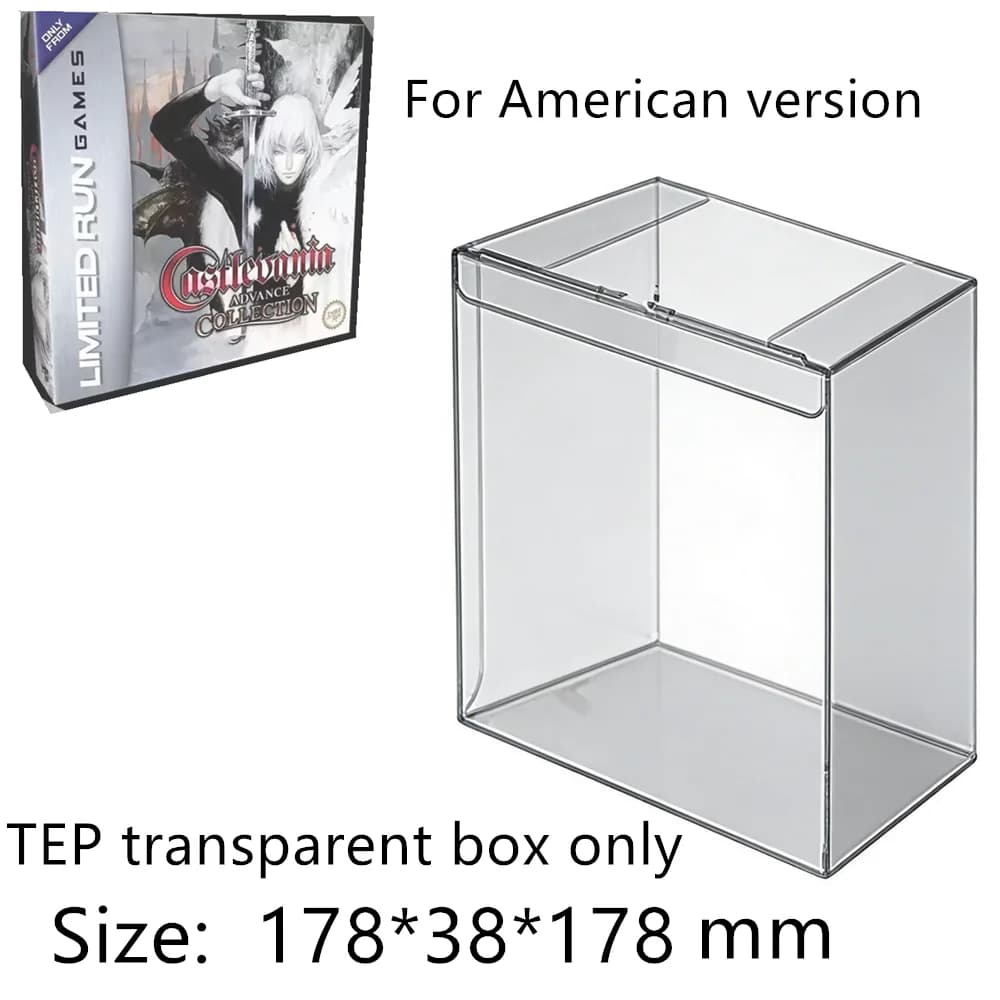 Custodia Protettiva Trasparente per Scatole da Collezione Castlevania Advance GBA, Contenitore TEP per Custodie di Gioco, Espositore Trasparente