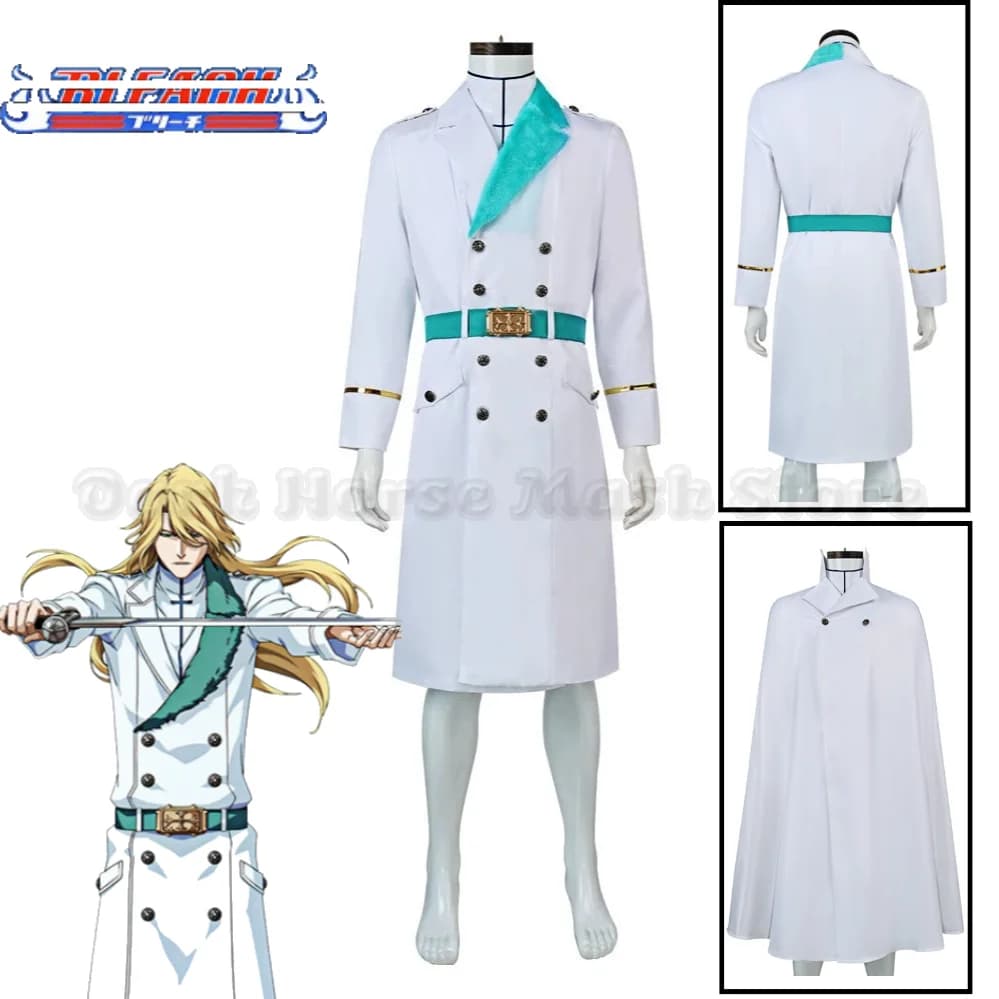 Anime BLEACH Jugram Haschwalth Cosplay Costume White Cloak Props Set for Halloween Carnival Party Role Play Haschwalth Suits