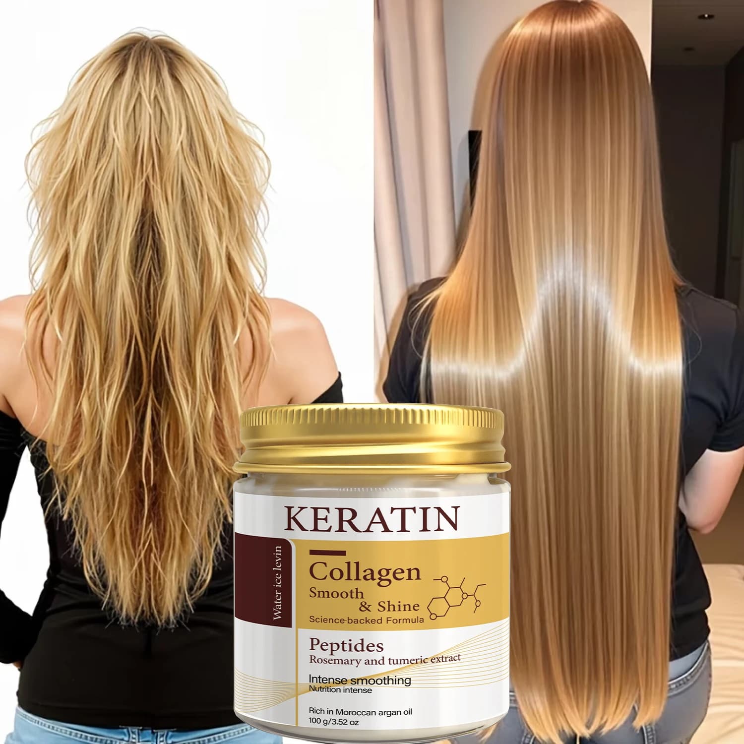 Mask for Capelli alla Cheratina e Collagene con Olio di Argan e Peptidi, Balsamo Nutriente e Lisciante per Capelli Secchi 100g