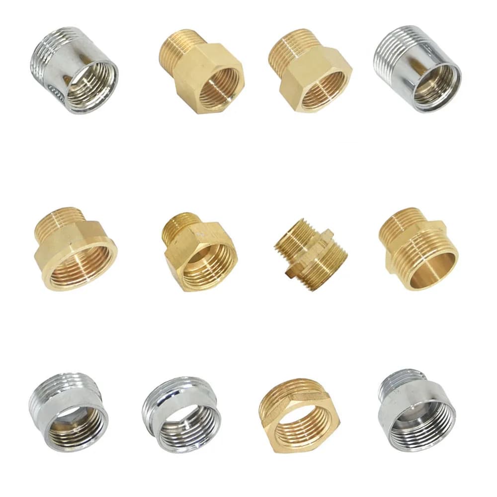 Connettore per tubo dell'acqua filettato in metallo ramato 1/4 "1/2" 3/4 "1" Connettore riduttore filettato Raccordo transitorio Raccordi per rubinetti per tubi flessibili