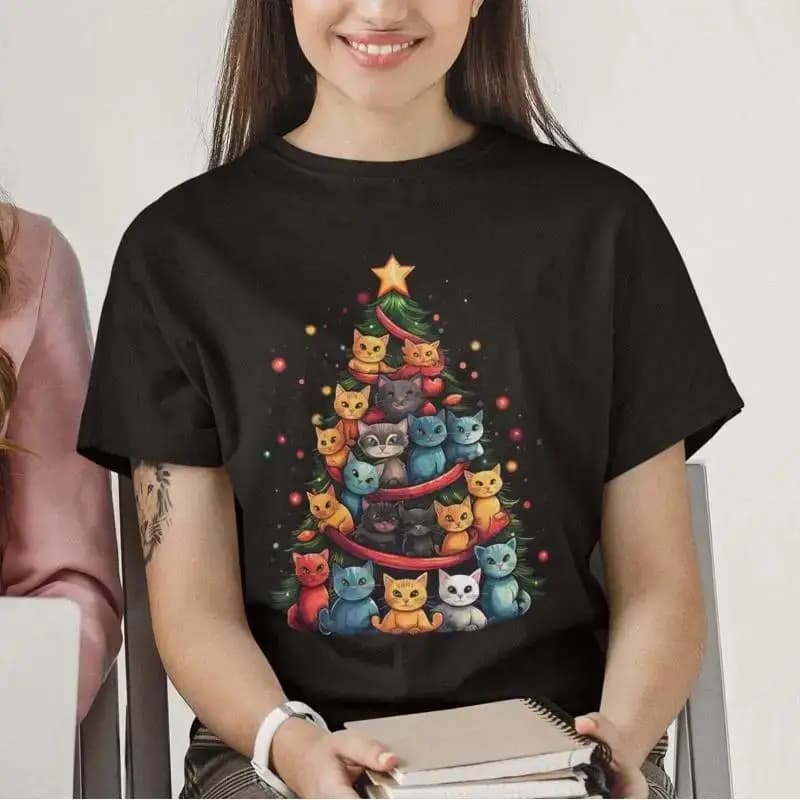 Cat Christmas Tree T Shirt