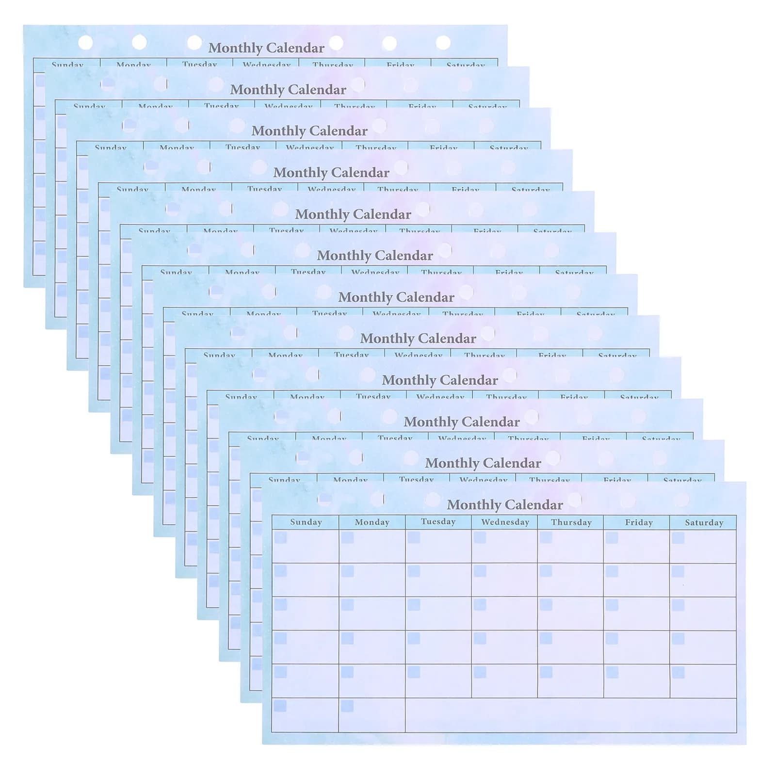 14 Fogli A6 a 6 Fori, Pagine Interne Ricaricabili per Planner Mensile, Organizer a Fogli Mobili Senza Data, Ricariche per Quaderno, per Pianificazione Pasti, Budget e Lavoro