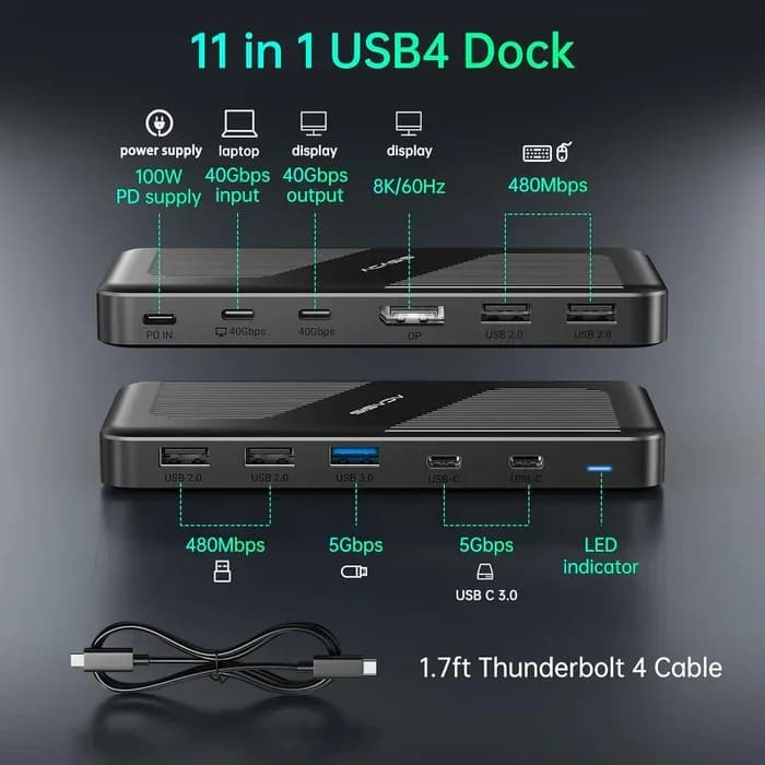 La docking station Thunderbolt 4 ACASIS 11 in 1 supporta il display 8K 60Hz compatibile con la docking station M1 M2 Mac/Windows/Linux