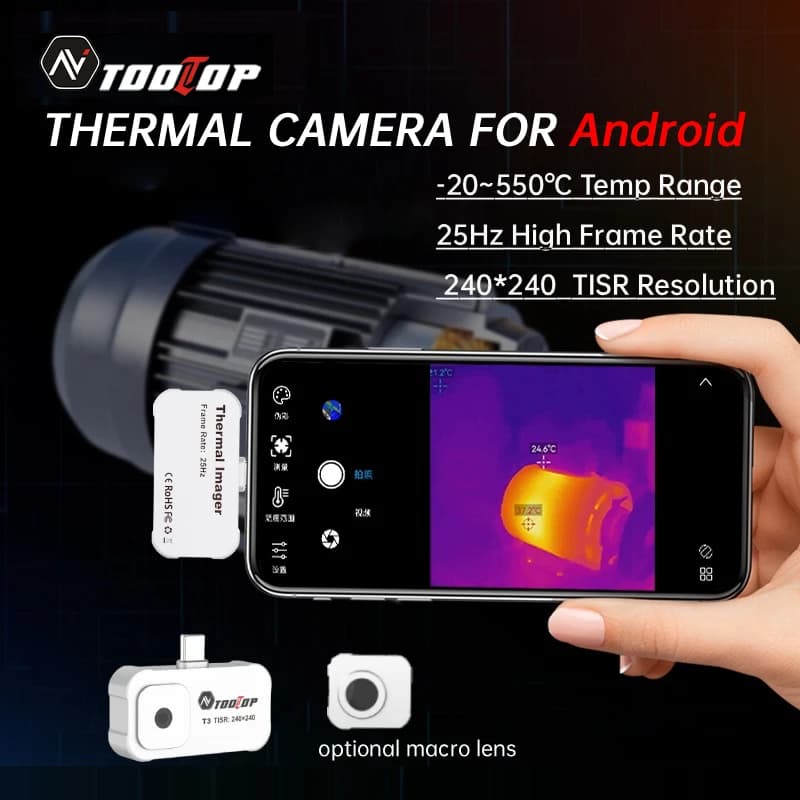 TOOLTOP T3 Infrared Thermocamera for Android TISR Improves resolution 240*240 Video Scatto 25Hz Smart Phone Therm Imager