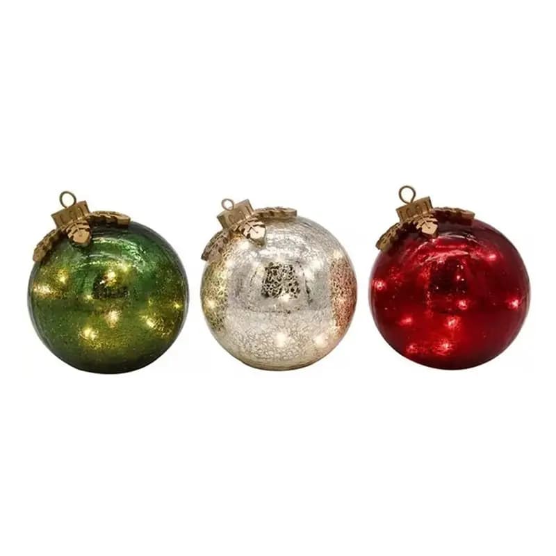 B08B-Decorazione con sfera di cristallo per ornamenti natalizi da tavolo, mensola centrale natalizia con luce a orbe illuminata, senza batteria