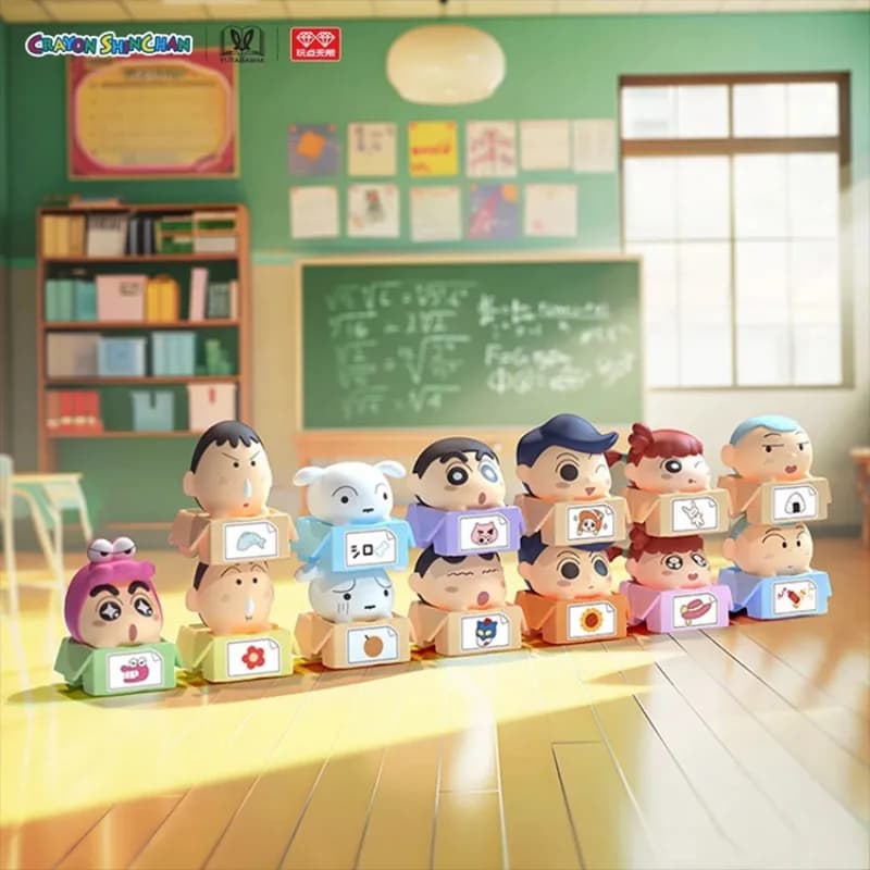 Crayon Shin-chan Anime Figure Fun cardboard box Series Blind Box toys Stacking Toy Model Doll Collection Ornament Gifts