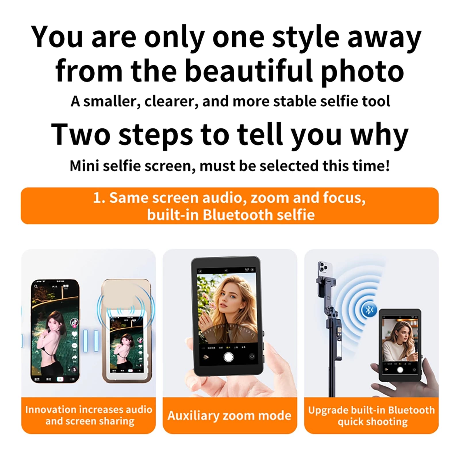 Telefono cellulare Selfie Display posteriore Wireless Stesso schermo Dispositivo audio Proiettore schermo selfie magnetico per la fotografia selfie dal vivo