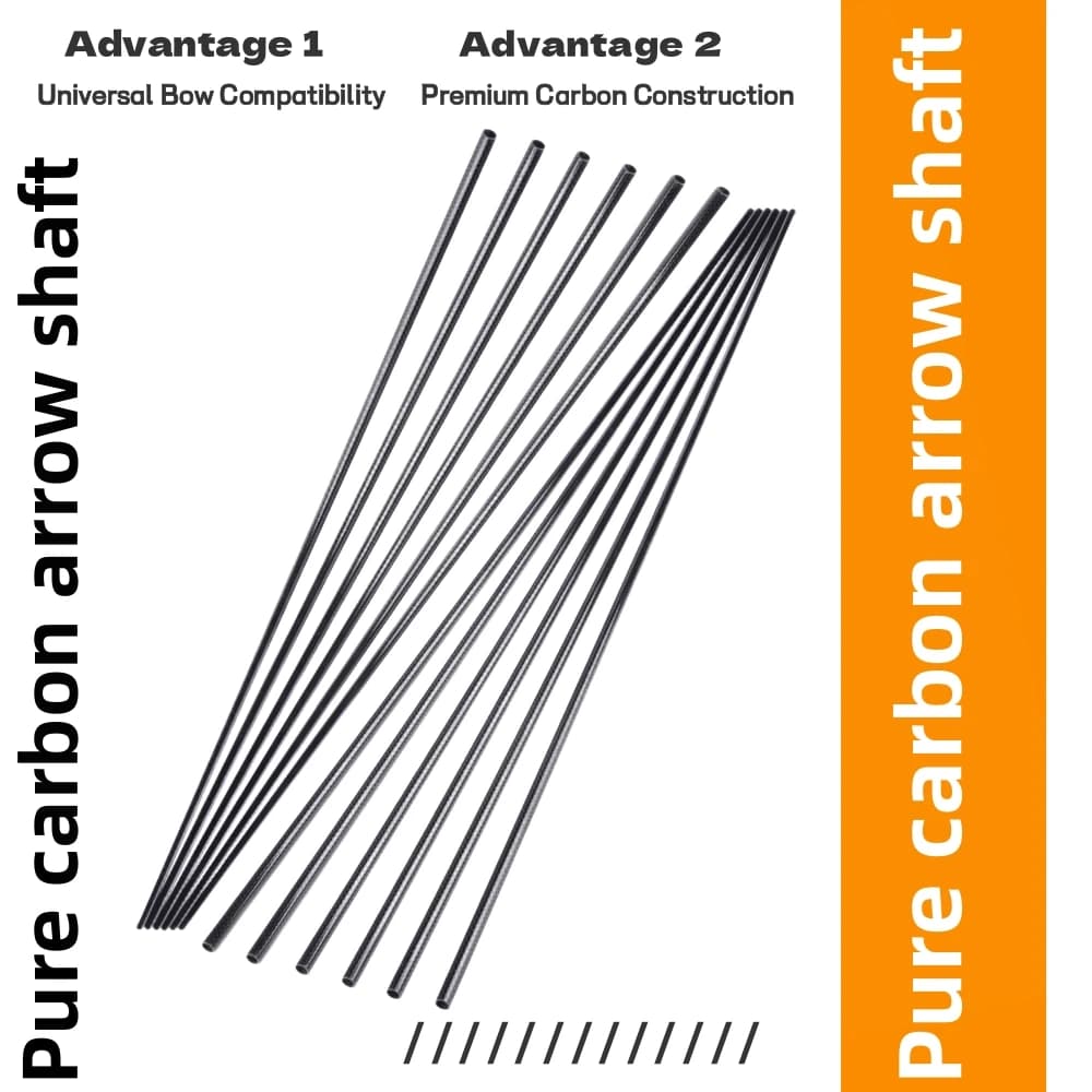 6/12/24 Pezzi Aste per Frecce in Carbonio 3K - 31,5 Pollici SP350 Spine, per Tiro con l'Arco, Caccia e Creazione Fai-da-Te di Frecce