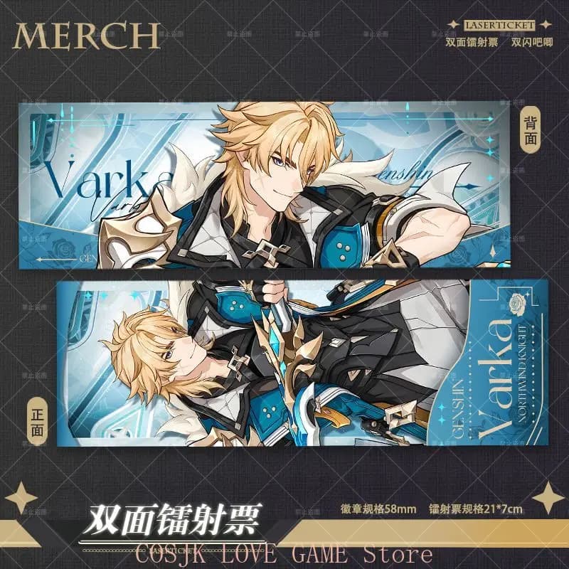 Anime Genshin Impact Varka Cosplay Figure Stand Pendant Cartoon Polaroid Little Card Standing Sign Colored Paper Acrylic Badge