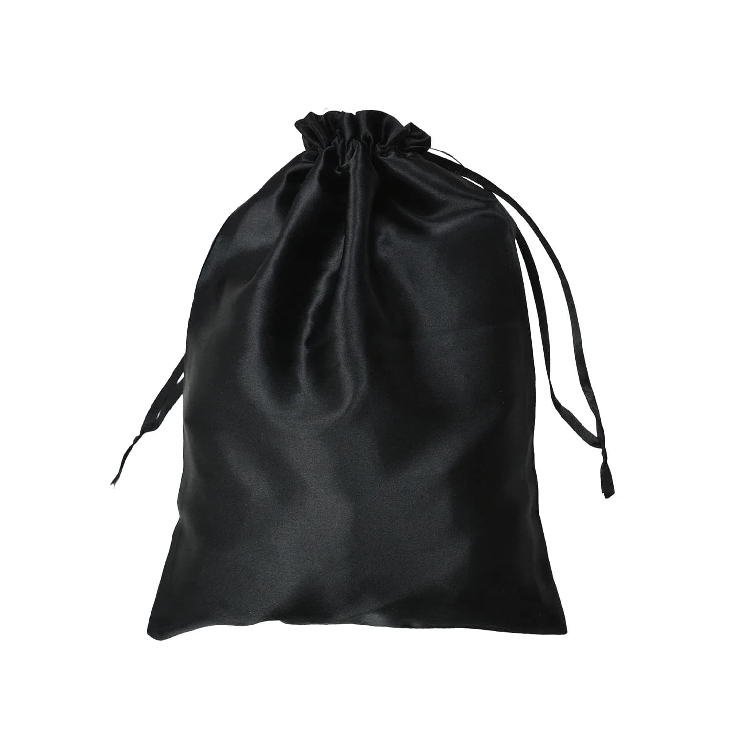 1Pc Sacchetti portaoggetti in raso Borsa in morbida seta nera Borse portaoggetti per parrucche in raso con coulisse riutilizzabili per strumenti di imballaggio per parrucche per capelli