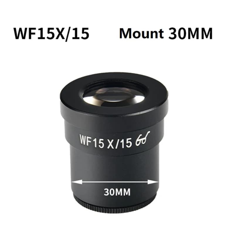 15X Microscopio Stereo Oculare 15mm Vista 30mm Montaggio Alto Sollievo Occhio Grande Angolo di Vetro Oculare Lente Indossare Occhiali Persona