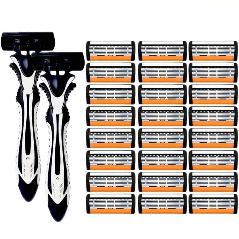 Rasoio manuale da uomo 36/30/12/3 pezzi con lama a sei strati e testina di ricambio, stile classico, per barba e capelli, unisex