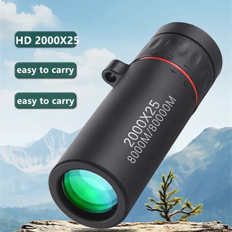 Telescopio monoculare da esterno 2000x25 HD Mini telescopio portatile per telefono cellulare con supporto Telescopi per birdwatching da caccia da campeggio