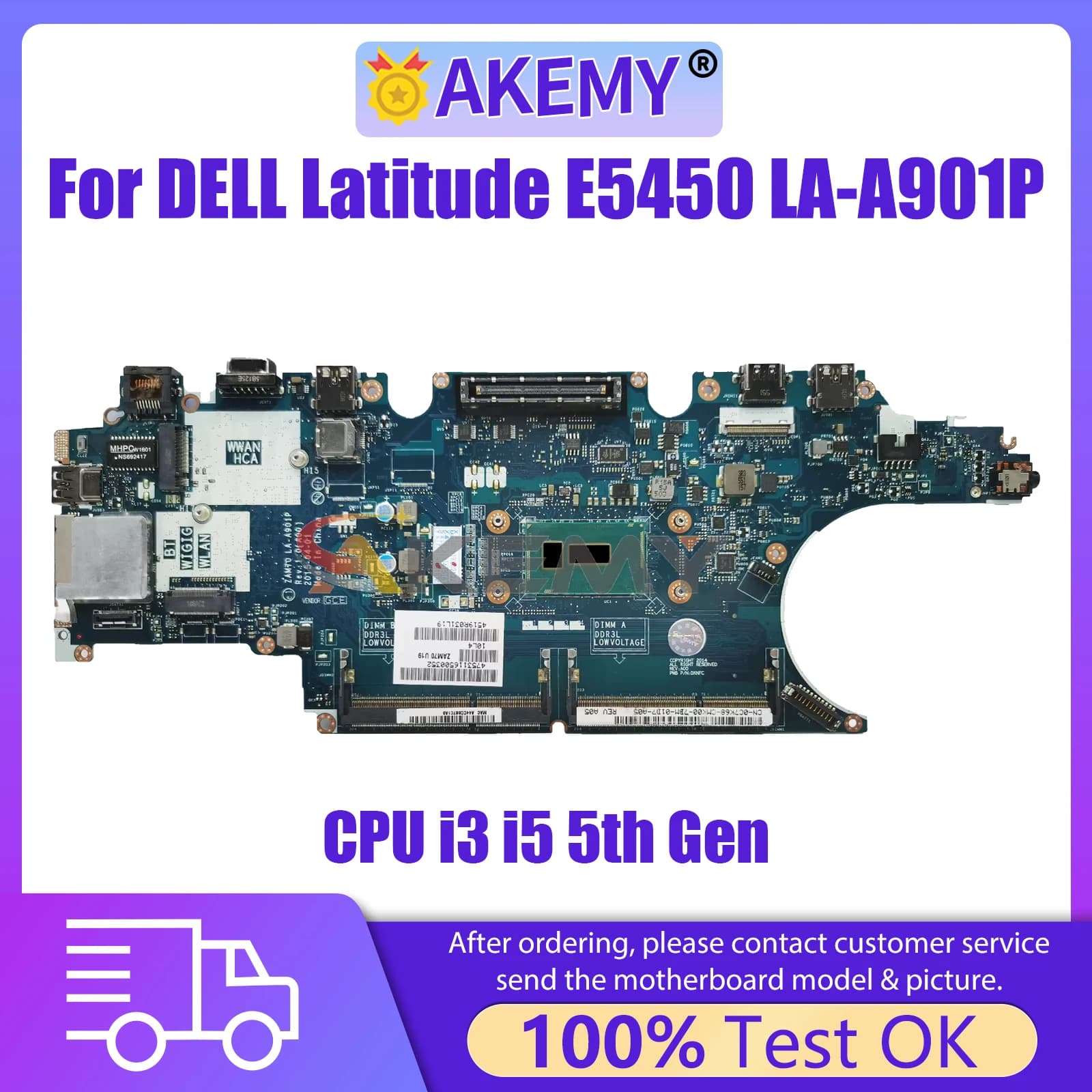 Per DELL Latitude E5450 5450 ZAW70 Scheda Madre Del Computer Portatile LA-A901P CN-0X4VXX 0X4VXX 00J6V1 0C7K68 07YWD9 0X7Y92 Scheda Madre del Notebook