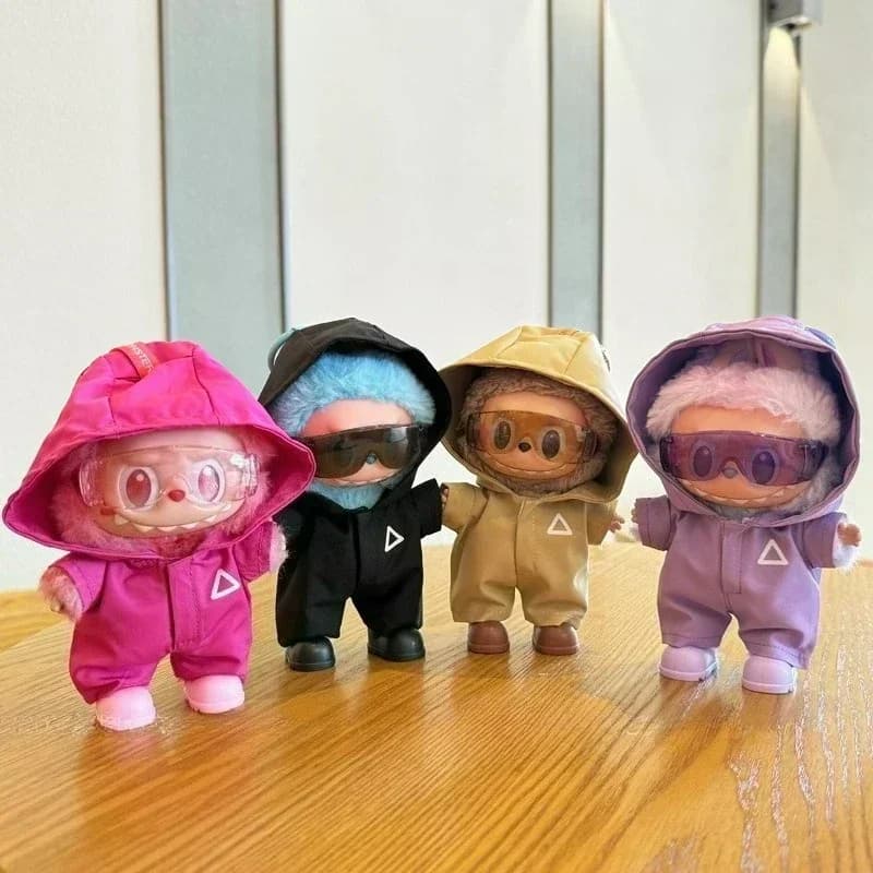 Vestiti per giacche Labubu 17 cm Accessori per abiti per il mostro Corea Kpop Idol V1V2V3 Commando Giacca Abbigliamento Ciondolo Mp5