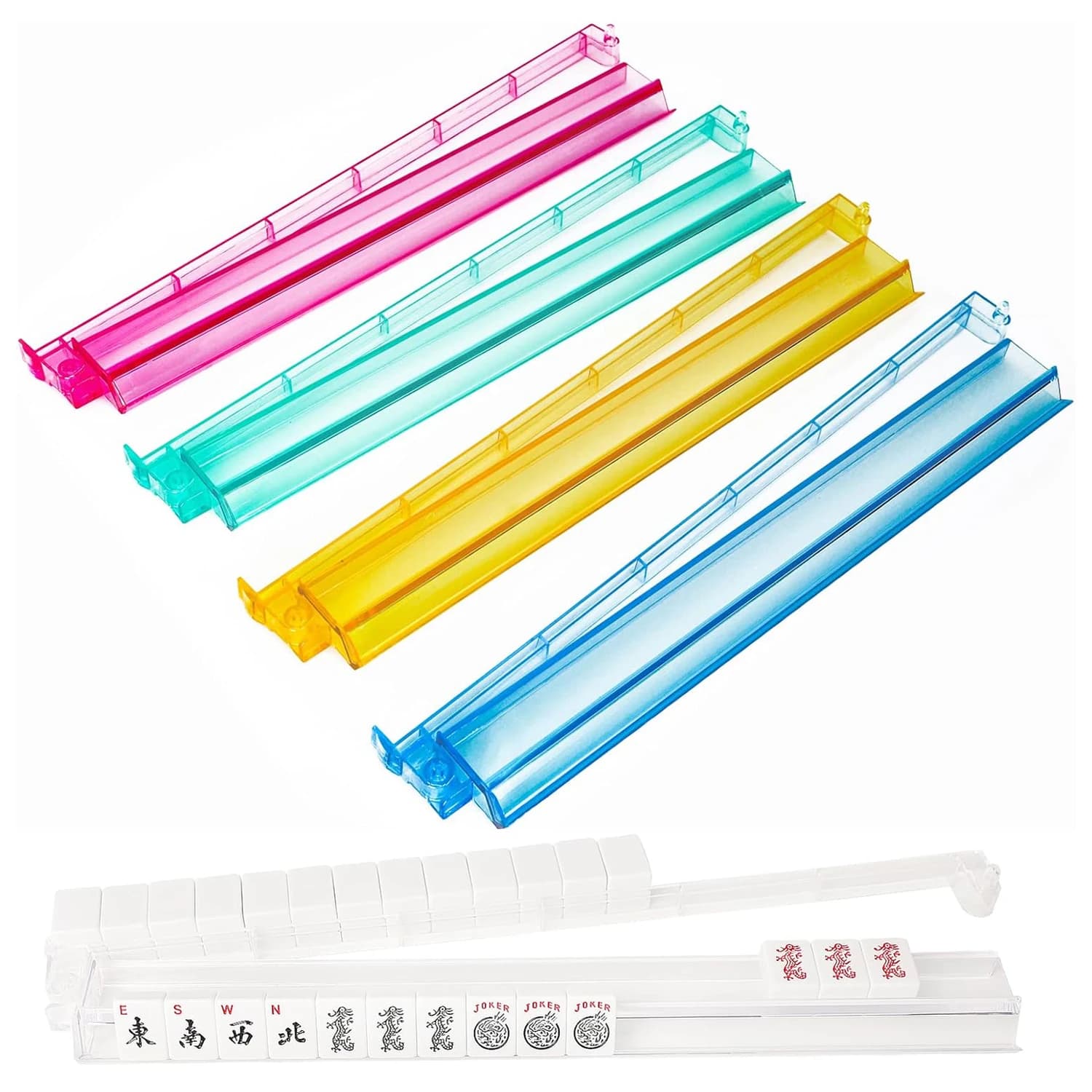 Mah Jongg All-in-One Tile Rack & Pusher acrilico trasparente Mahjong Rack e Pusher Combo Modern American Majiang Tile Rack
