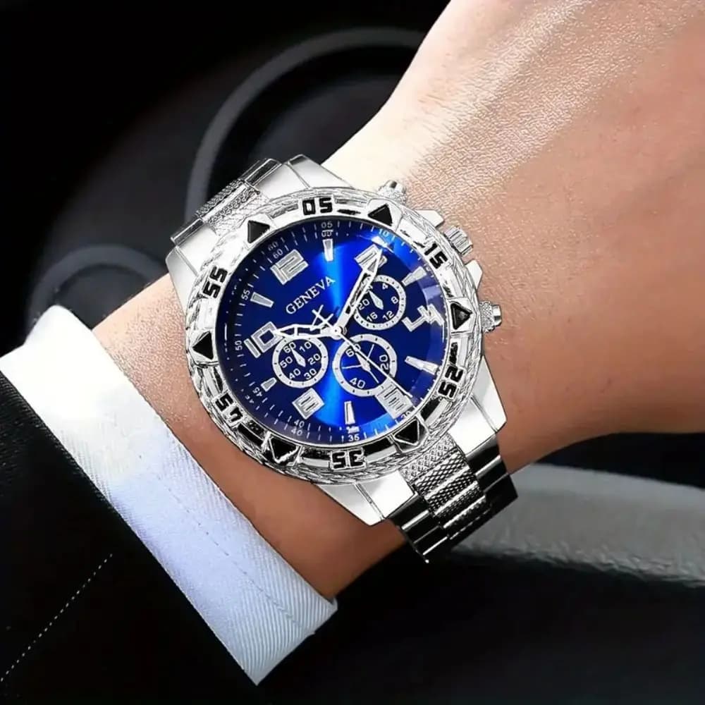High Quality Stainless Steel Watchband Men Wristwatch Casual Luxury Quartz Watch Large Dial Business Watch