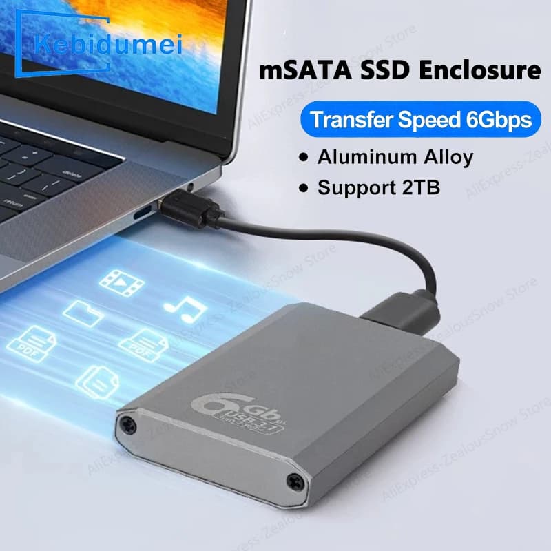 Box esterno mSATA SSD 6Gbps con adattatore da mSATA a USB 3.1 Gen2 e porta Type-C per unità a stato solido interna mSATA