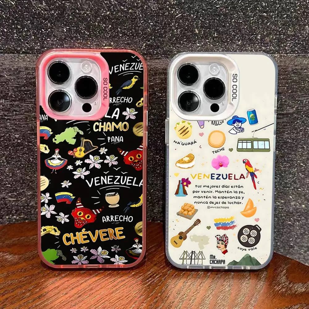 Cover per iPhone con design artistico estetico V-Venezuela per modelli 17, 16, 15, 11, 12, 13, 14 Pro Max, 16 Plus, 12 Mini, 7, 8, XR, XS, 15 Pro MAX