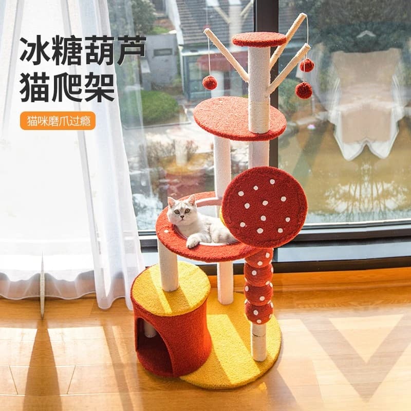 Luxury Cat Climbing Frame Integrated Large Cat Scratching Platform for Jumping Rope Sisal Space Capsule Toy for Durable Cats