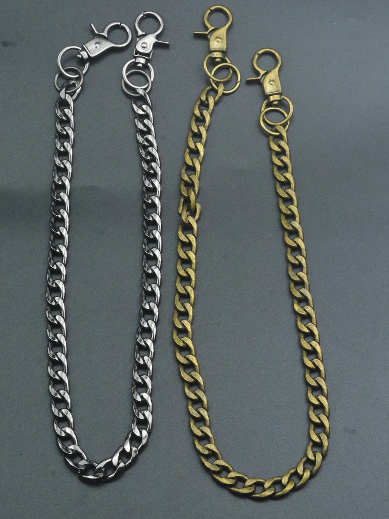 22 pollici Hip pop Gunmetal bronzo Jeans motociclista Catena in vita Portachiavi NK 10mm Catena Doppio doppio girevole a scatto Gancio per cintura Clip