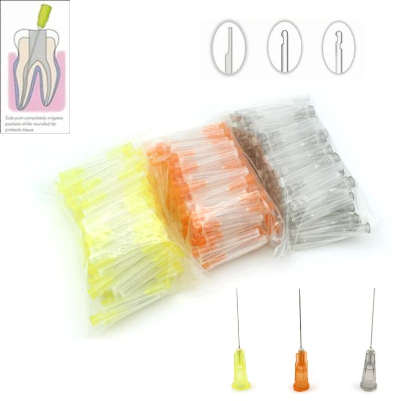 100 Pz Dentale Endo Irrigazione Punta Dell'ago 25G/27G/30GA 30G End-Chiuso Foro Laterale Endo Siringa Canale Radicale Lavaggio Punta Dell'ago