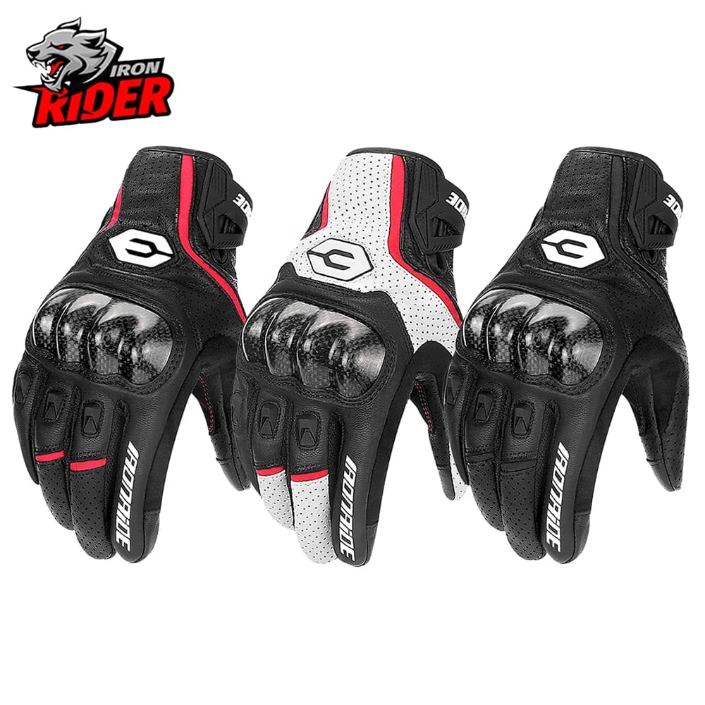 Summer Breathable Motorcycle Gloves Retro Leather Gloves Off-road Motorcycle Touch Screen Anti Drop Full Finger Gloves