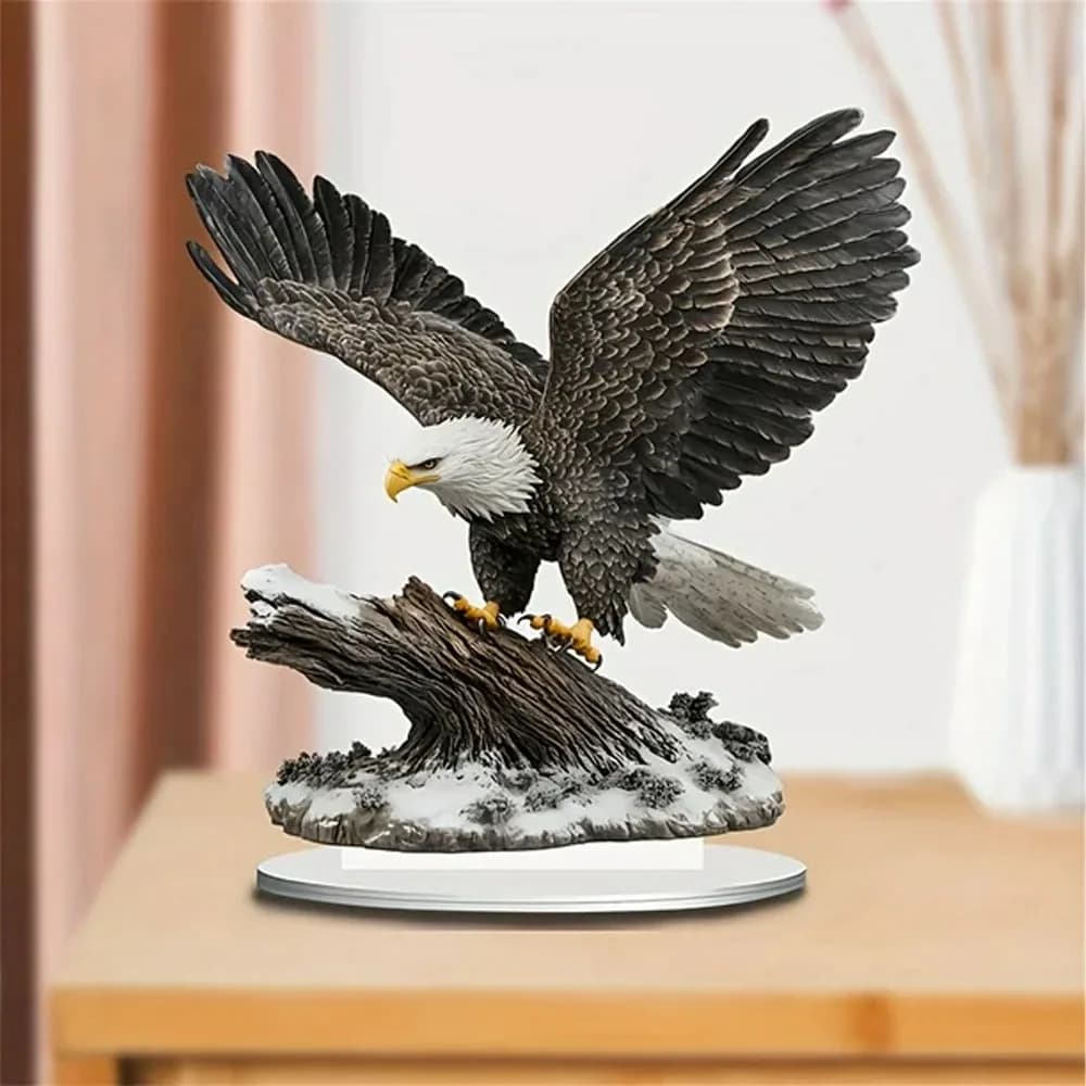 Scultura di aquila in acrilico da 1 pezzo - Targa decorativa multiuso da tavolo, ideale per ufficio, giardino domestico, patio, interni ed esterni