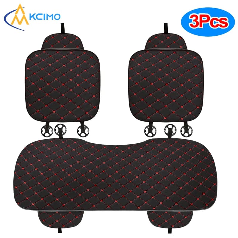 Kcimo 3 pcs set of seat covers for car in cotton and linen set of seat covers for car universal cushion protection for car seats interior accessories for car