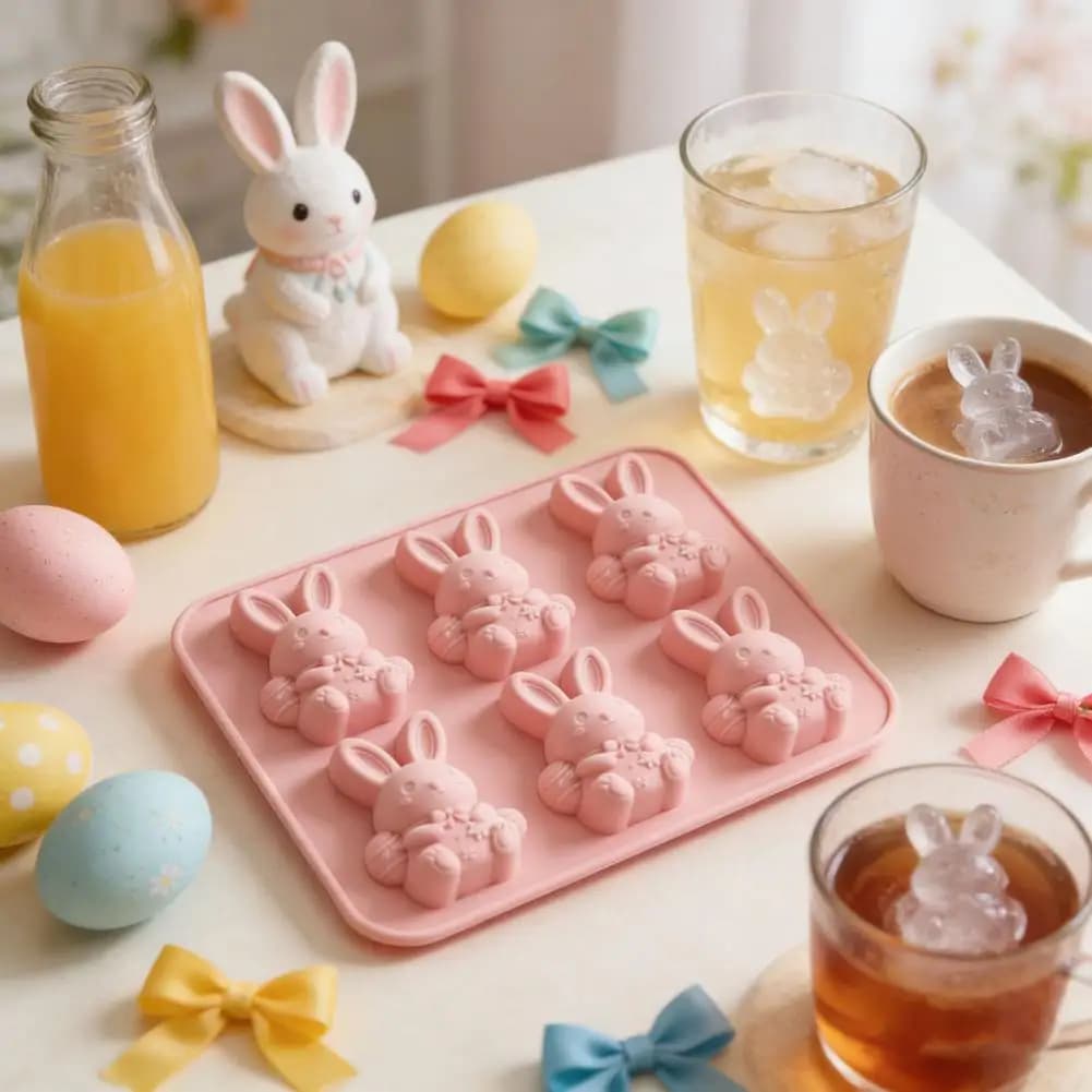 Stampo in Silicone 3D a Forma di Coniglio per Ghiaccio, Cioccolato, Gelatina, Sapone, Decorazioni per Torte, Facile da Pulire, Accessori per Feste di Pasqua