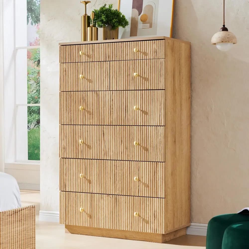 Cassettiera a 7 cassetti per camera da letto, cassettiera moderna alta 48 pollici con maniglia in metallo, mobiletto in legno per organizzare e riporre vestiti