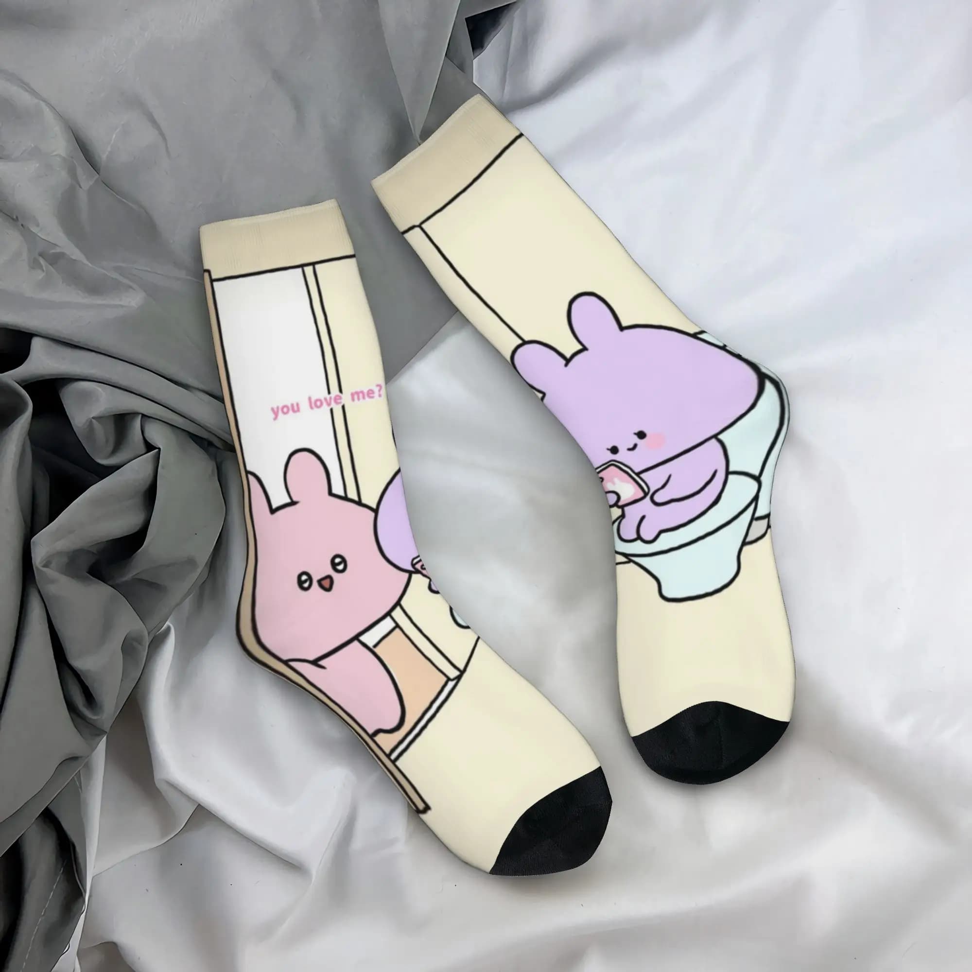 Custom Cartoon A-Asamimichans Dress Socks Men's Women's Warm Funny Novelty Crew Socks