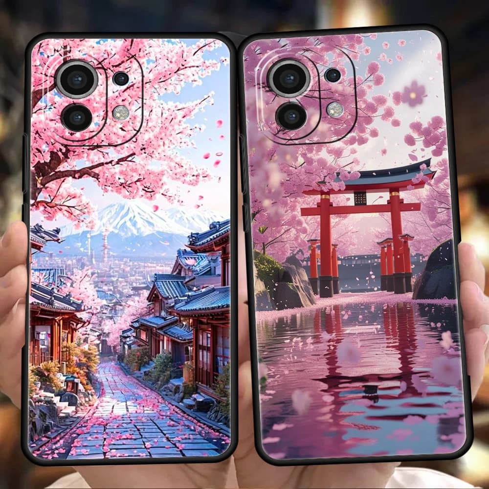 Japanese Style Temple And Cherry Blossoms Phone Case for Xiaomi Mi 17 15 14 13 12 11 Ultra 15T 14T 13T 12T 11T Pro Lite Soft TPU