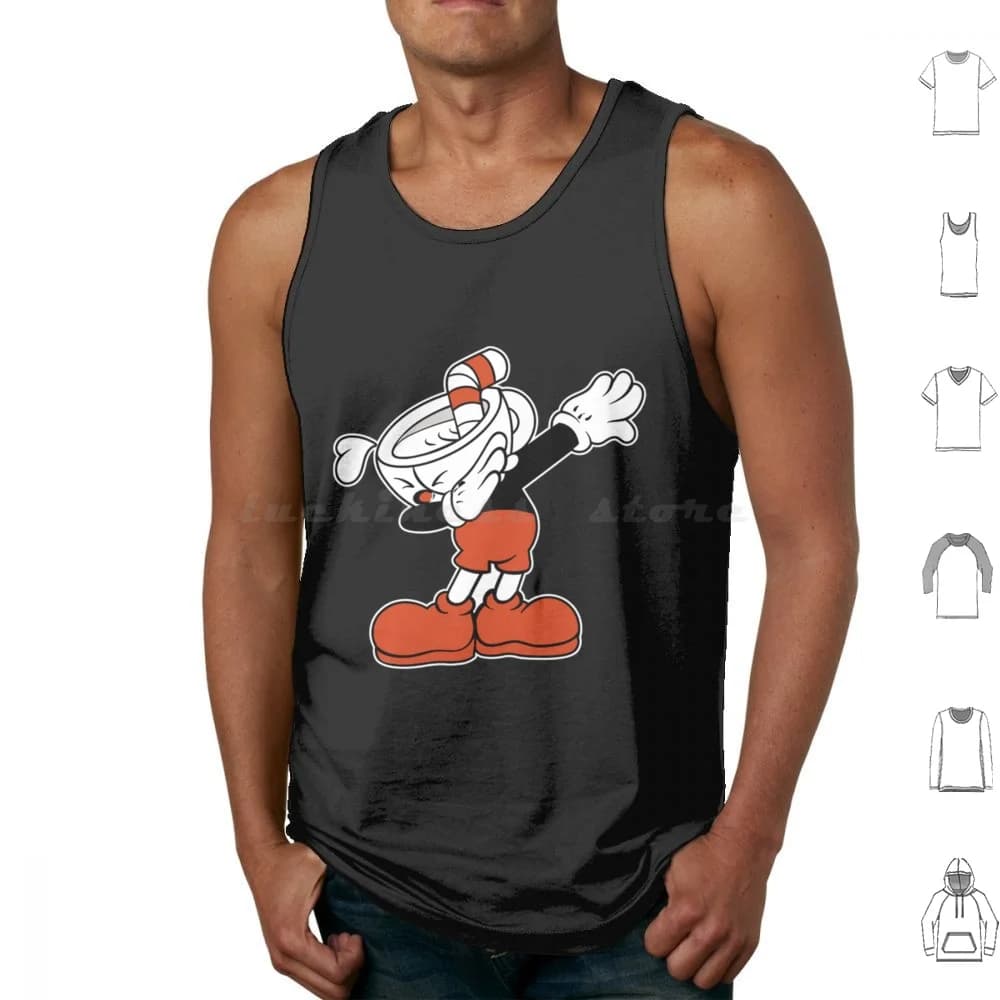 Still Life Cup Tank Tops Vest Sleeveless Cuphead Retro Mugman Gaming Cuphead And Mugman Cartoon Cute Video Games Cuphead