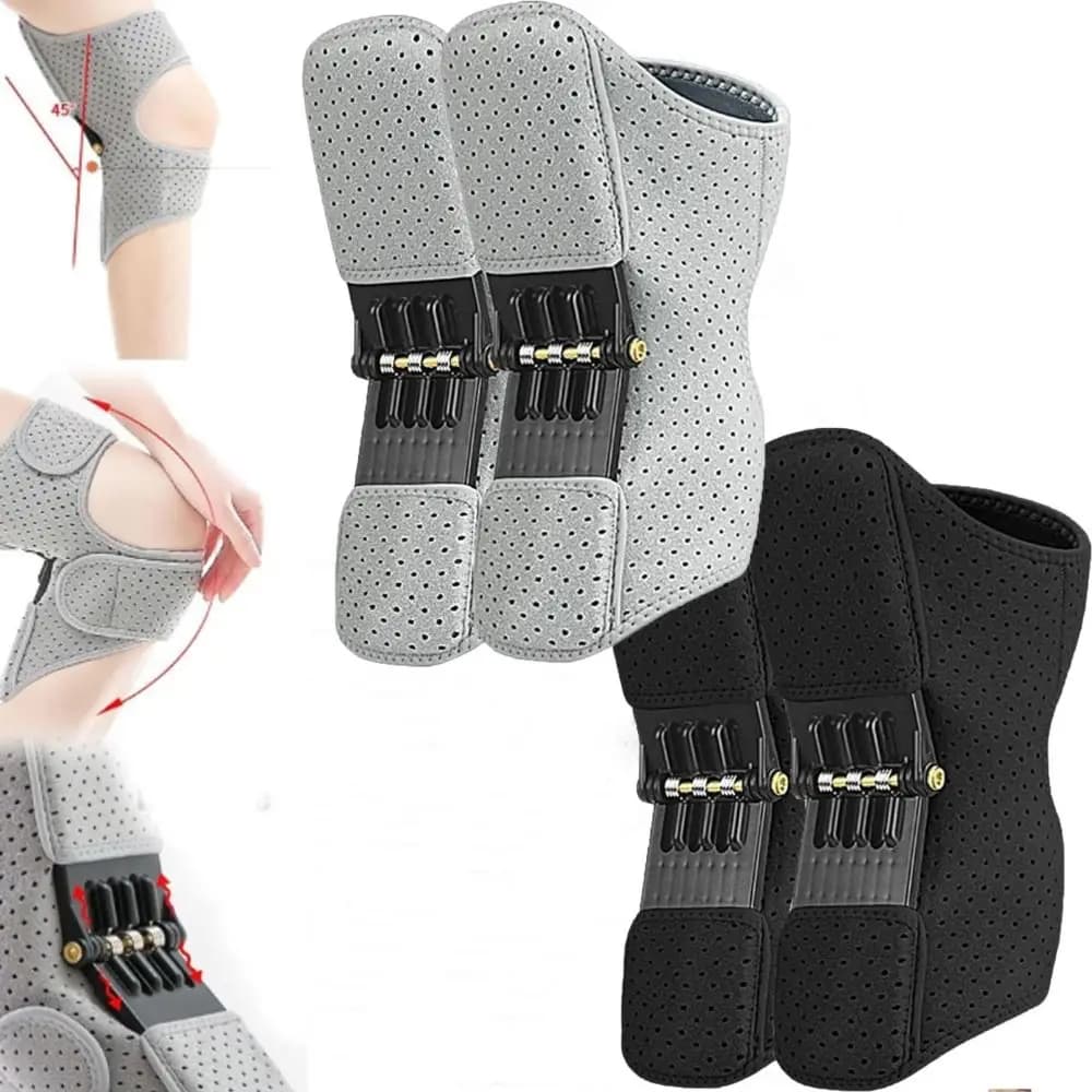 1 paio di nuovi dispositivi di assistenza al ginocchio traspirante con potenti molle di rimbalzo ginocchiera regolabile antiscivolo