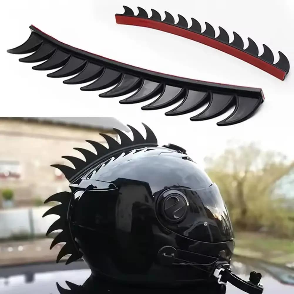 1 Pezzo Decorazione in Gomma a Forma di Punte per Casco Moto, Accessori Adesivi Punk a Forma di Lama di Sega per Caschi da Dirt Bike e Motocross