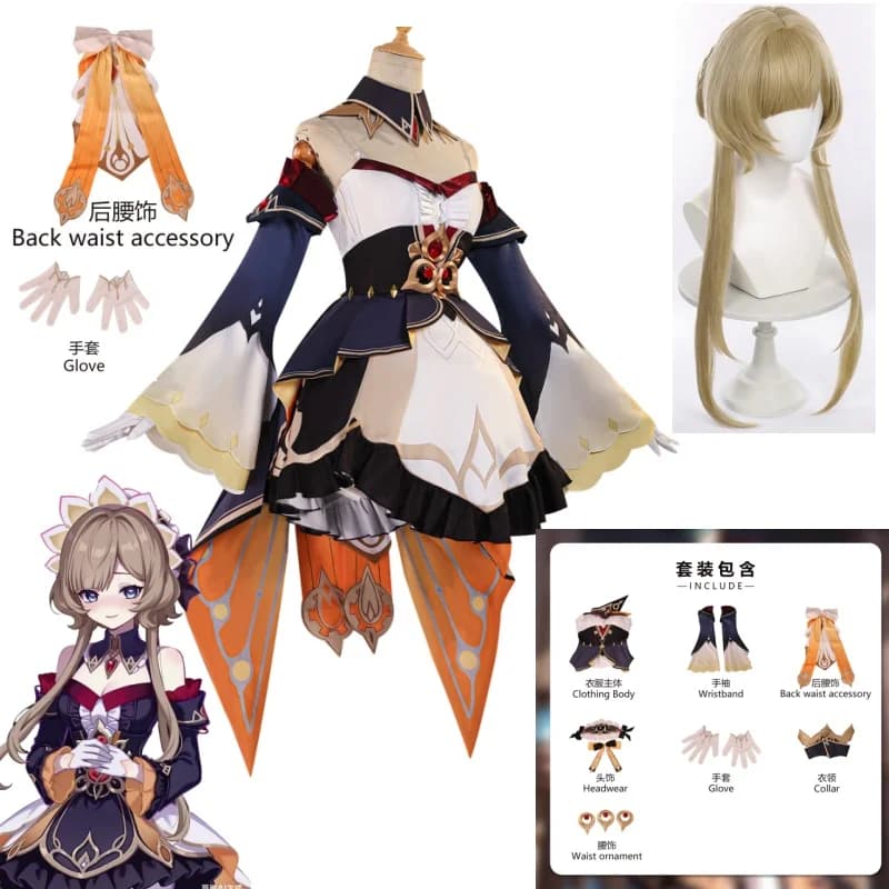 Costume Cosplay Marionette Sandrone di Genshin Impact, Set Completo con Parrucca e Abito per Halloween, Carnevale e Feste a Tema