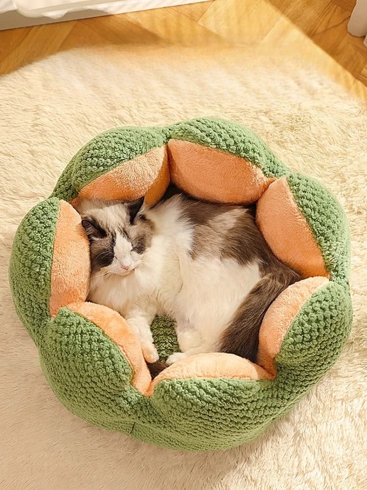 Lettiera invernale per gatti per tutte le stagioni Semi-chiusa Casa invernale calda per gatti Letti per gatti a forma di petalo creativo Forniture per animali domestici invernali Casa per cani