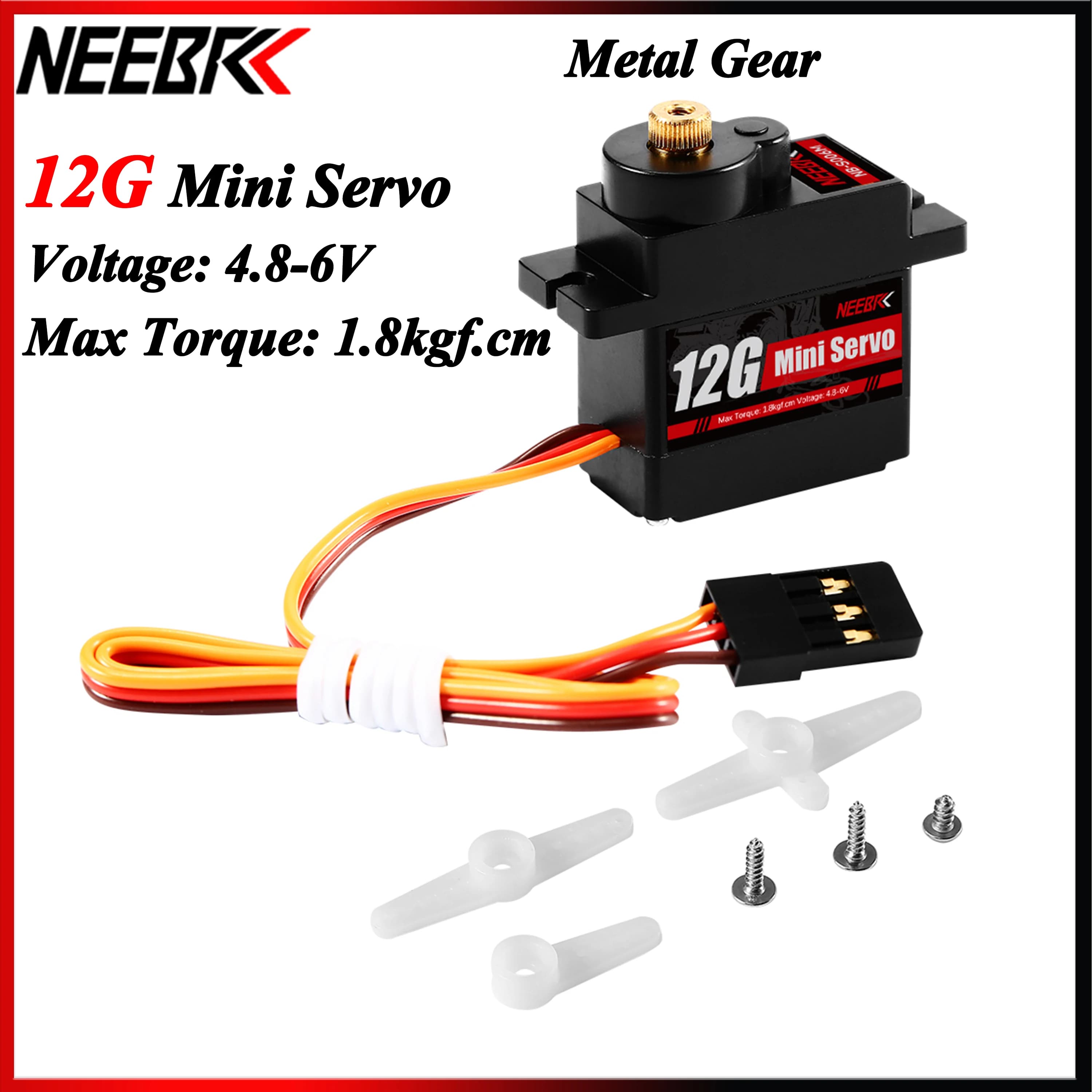 NEEBRC 12g Metal Gear Impermeabile Mini Servo Digitale per 1/24 RC Auto Crawler Elicottero Aereo Barca Axial SCX24 Wltoys Parti del Modello