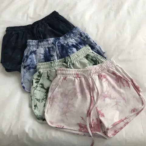 Pantaloncini da donna tie-dye sottili, dritti, ampi, snellenti, versatili, casual per casa, a gamba larga, per yoga, a trapezio, estivi