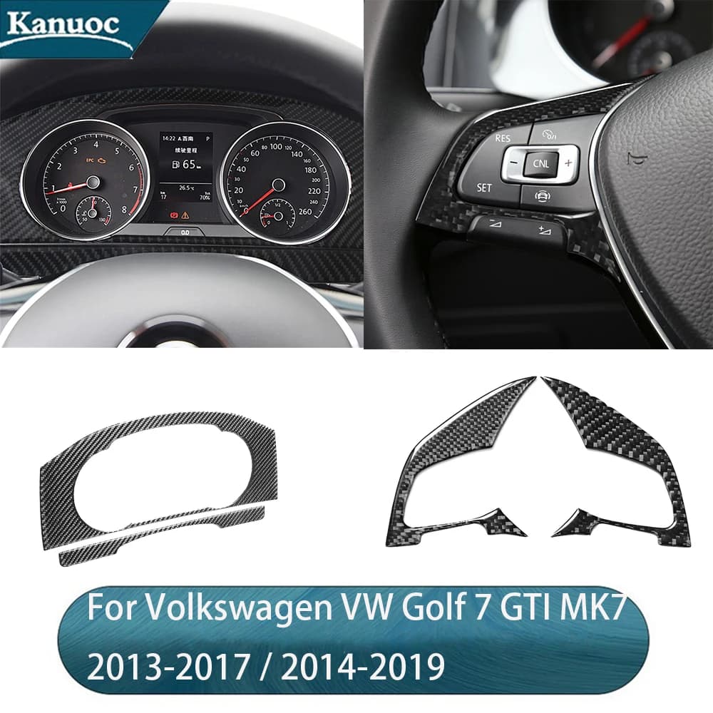 Adesivi neri in fibra di carbonio per Volkswagen VW Golf 7 GTI MK7 2013-2017 / 2014-2019 Accessori decorativi per interni auto
