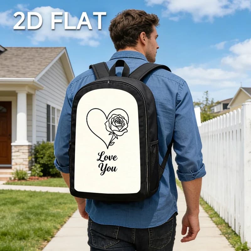 1, Simple unisex backpack Wind Love Rose with "Love You" writing - lightweight and durable polyester daily travel backpack, equipped
