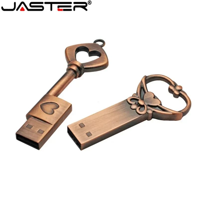 JASTER Chiave a forma di cuore in metallo pendrive 4GB 8GB 16GB 32GB 64GB 128GB Chiave in rame USB 2.0 Chiavetta USB Pen Drive Memory Stick regalo